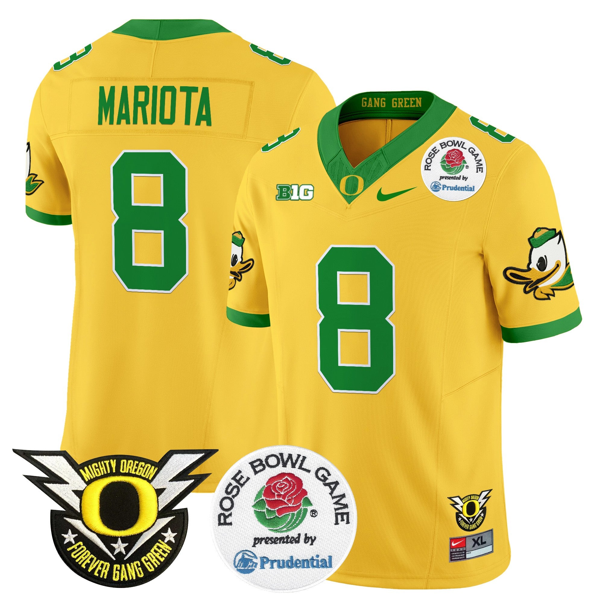 Men's Oregon Ducks 2024 Rose Bowl Vapor Limited Jersey - All Stitched - Gold, Marcus Mariota