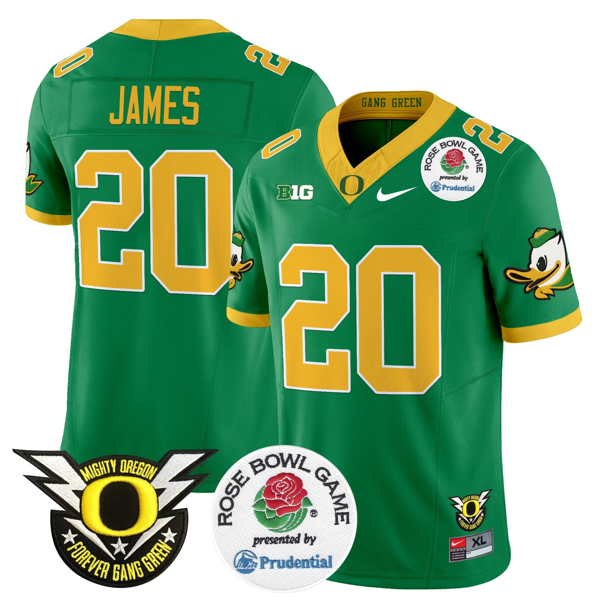 Men's Oregon Ducks 2024 Rose Bowl Vapor Limited Jersey - All Stitched - Green, Jordan James