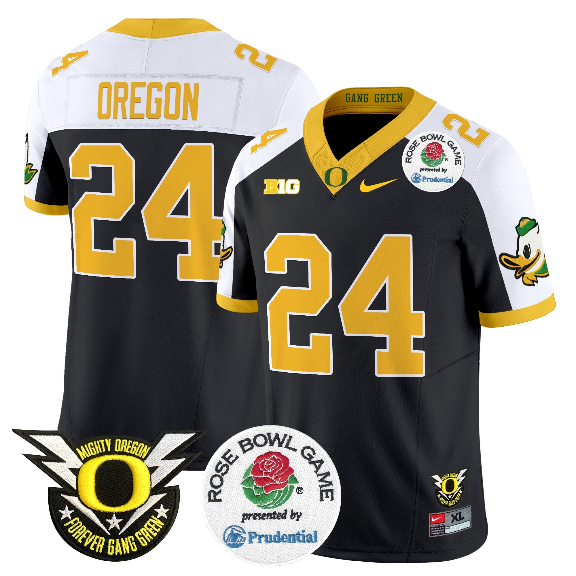 Men's Oregon Ducks 2024 Rose Bowl Vapor Limited Jersey - All Stitched - Black Alternate, Oregon
