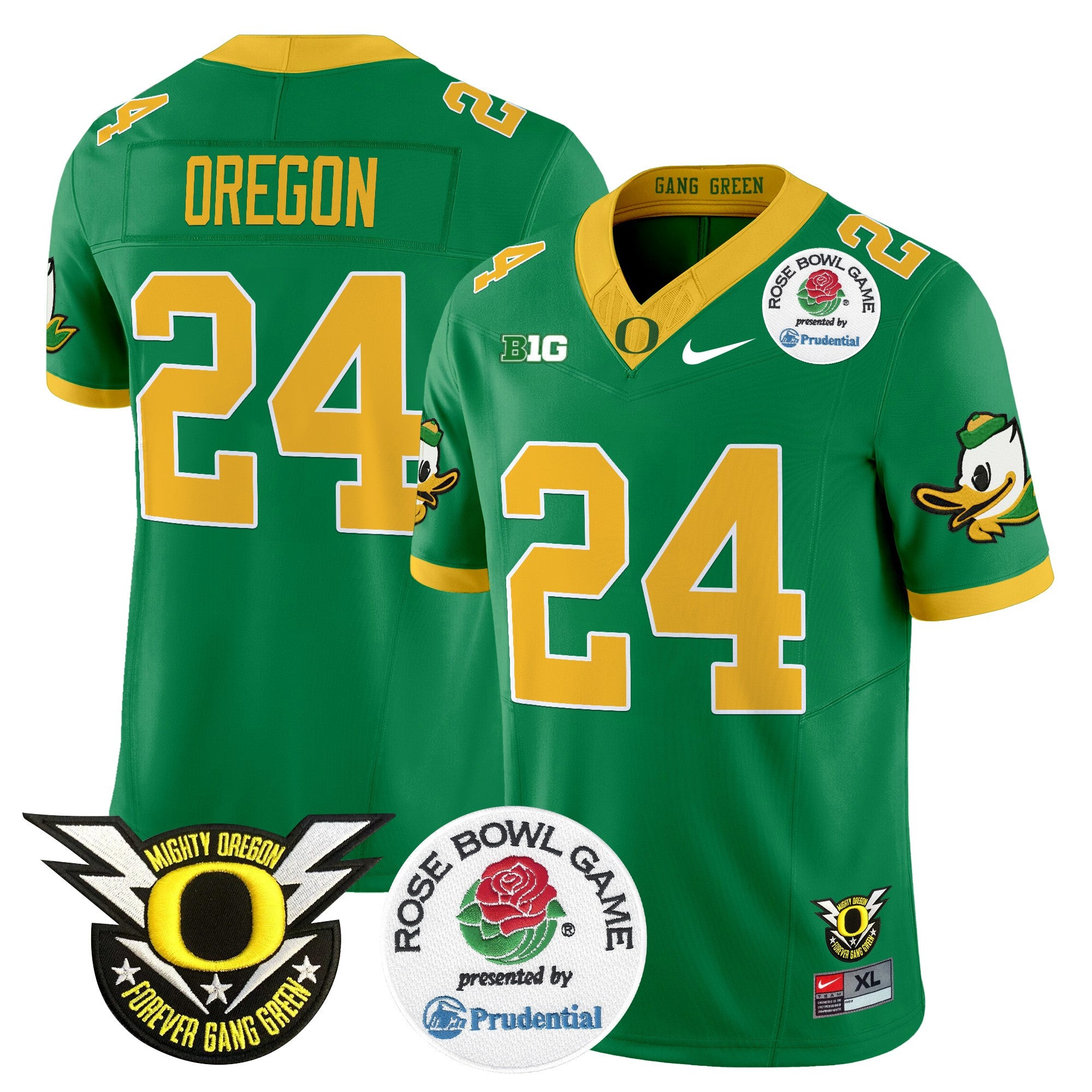 Men's Oregon Ducks 2024 Rose Bowl Vapor Limited Jersey - All Stitched - Green, Oregon