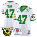 Men's Oregon Ducks 2024 Rose Bowl Vapor Limited Jersey - All Stitched - White, Donald Trump