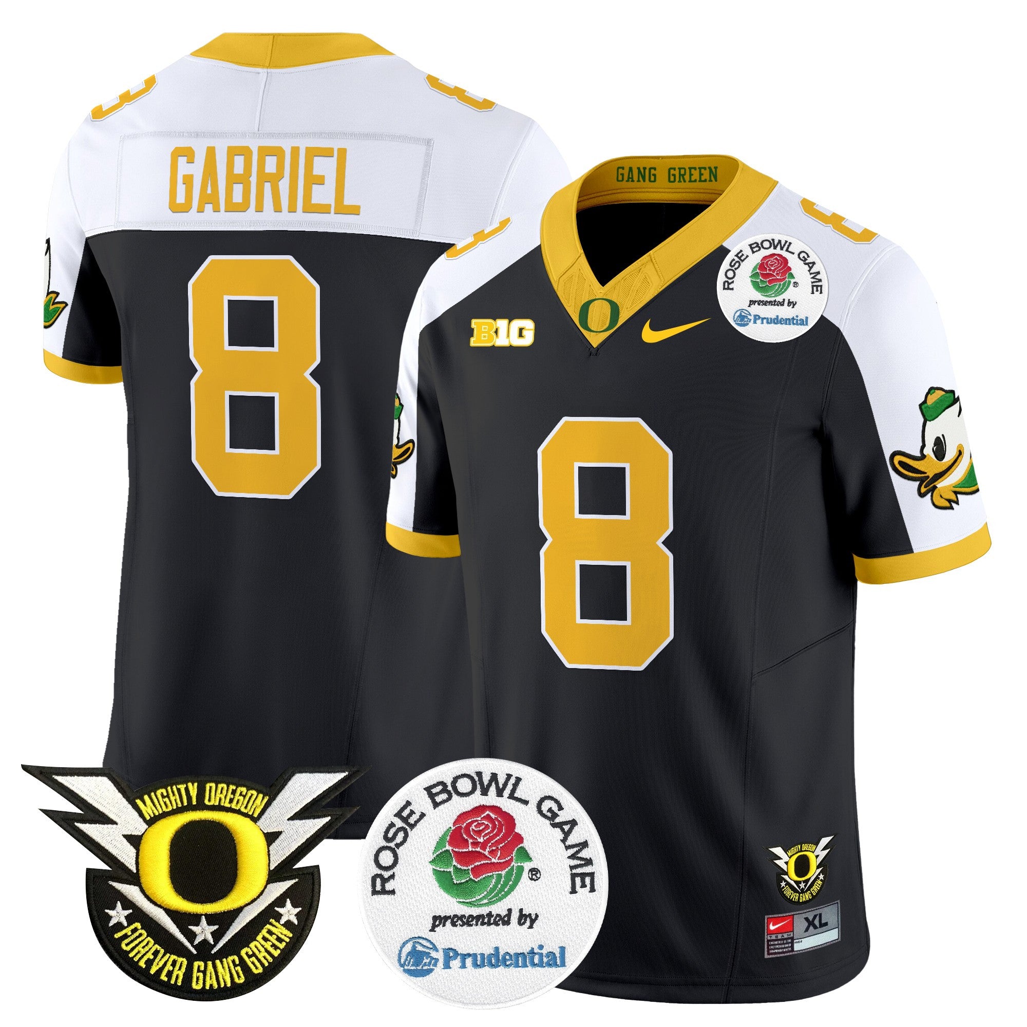 Men's Oregon Ducks 2024 Rose Bowl Vapor Limited Jersey - All Stitched - Black Alternate, Dillon Gabriel