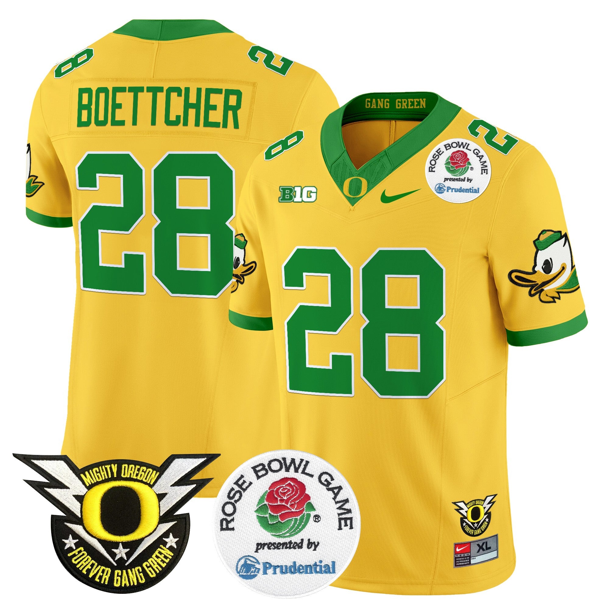 Men's Oregon Ducks 2024 Rose Bowl Vapor Limited Jersey - All Stitched - Gold, Bryce Boettcher