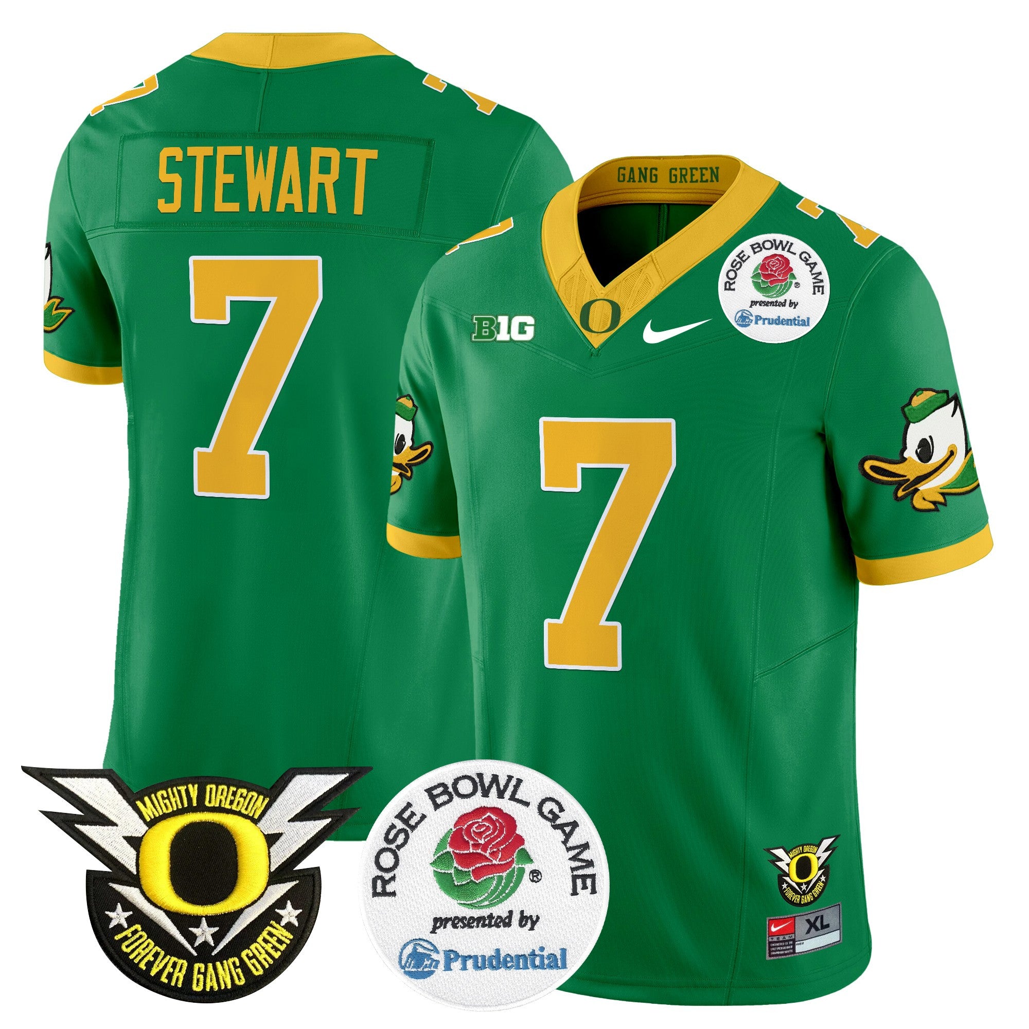 Men's Oregon Ducks 2024 Rose Bowl Vapor Limited Jersey - All Stitched - Green, Evan Stewart
