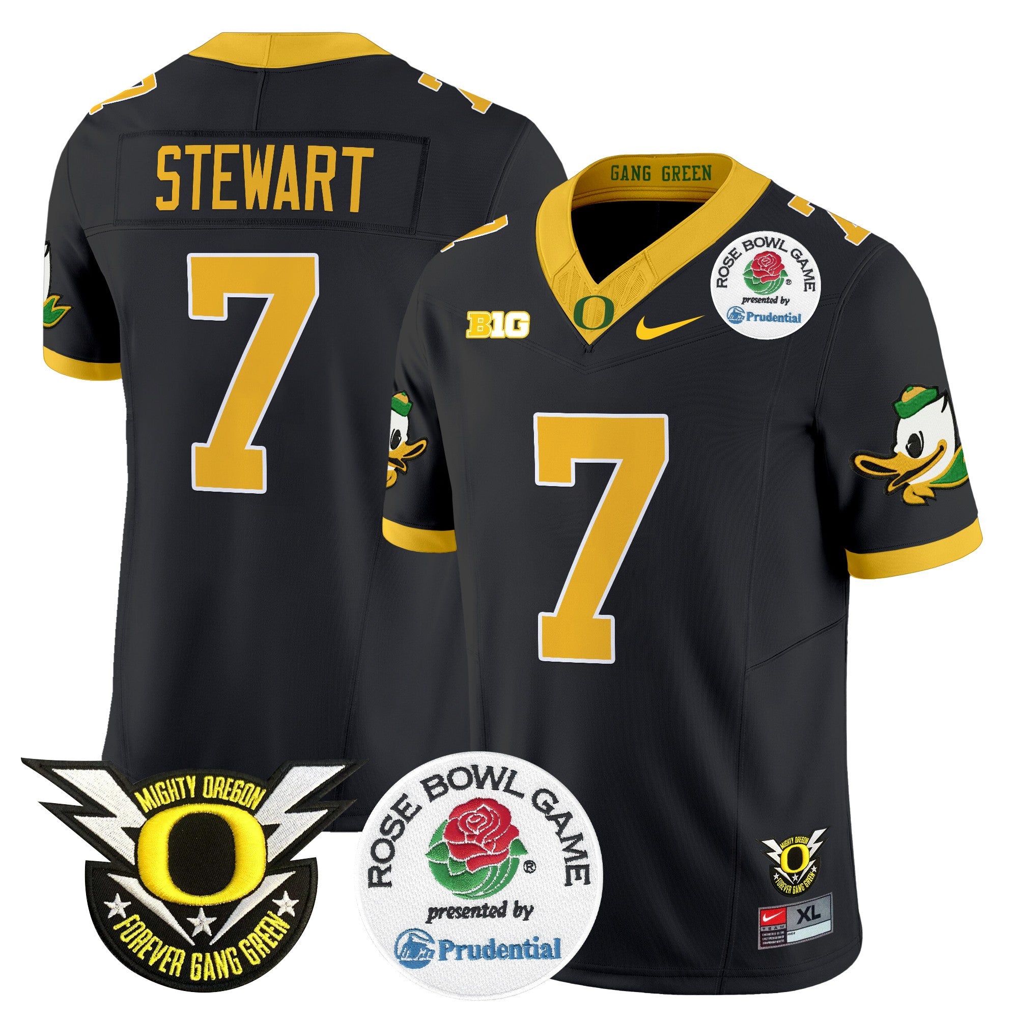 Men's Oregon Ducks 2024 Rose Bowl Vapor Limited Jersey - All Stitched - Black, Evan Stewart