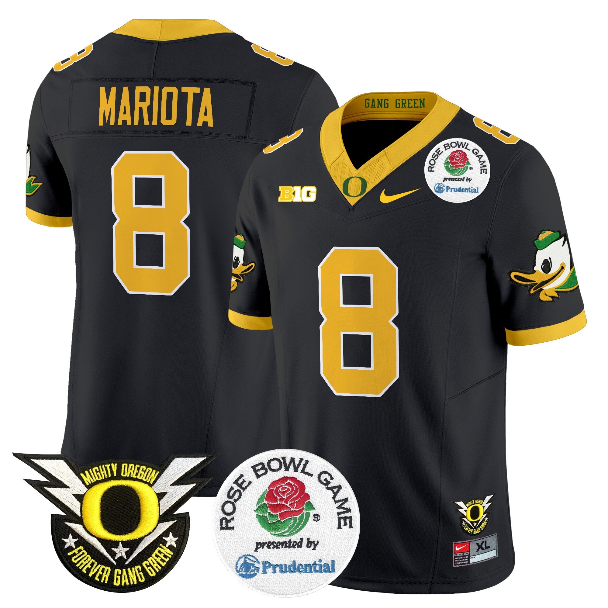 Men's Oregon Ducks 2024 Rose Bowl Vapor Limited Jersey - All Stitched - Black, Marcus Mariota