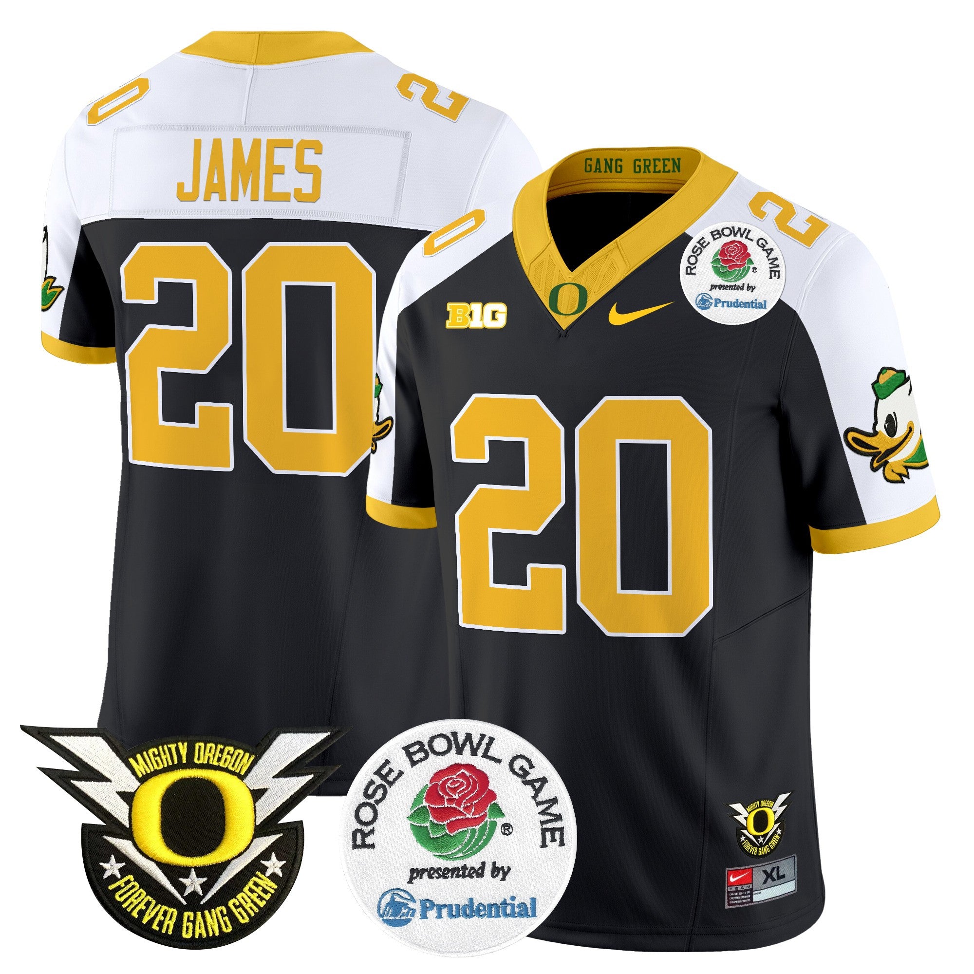 Men's Oregon Ducks 2024 Rose Bowl Vapor Limited Jersey - All Stitched - Black Alternate, Jordan James