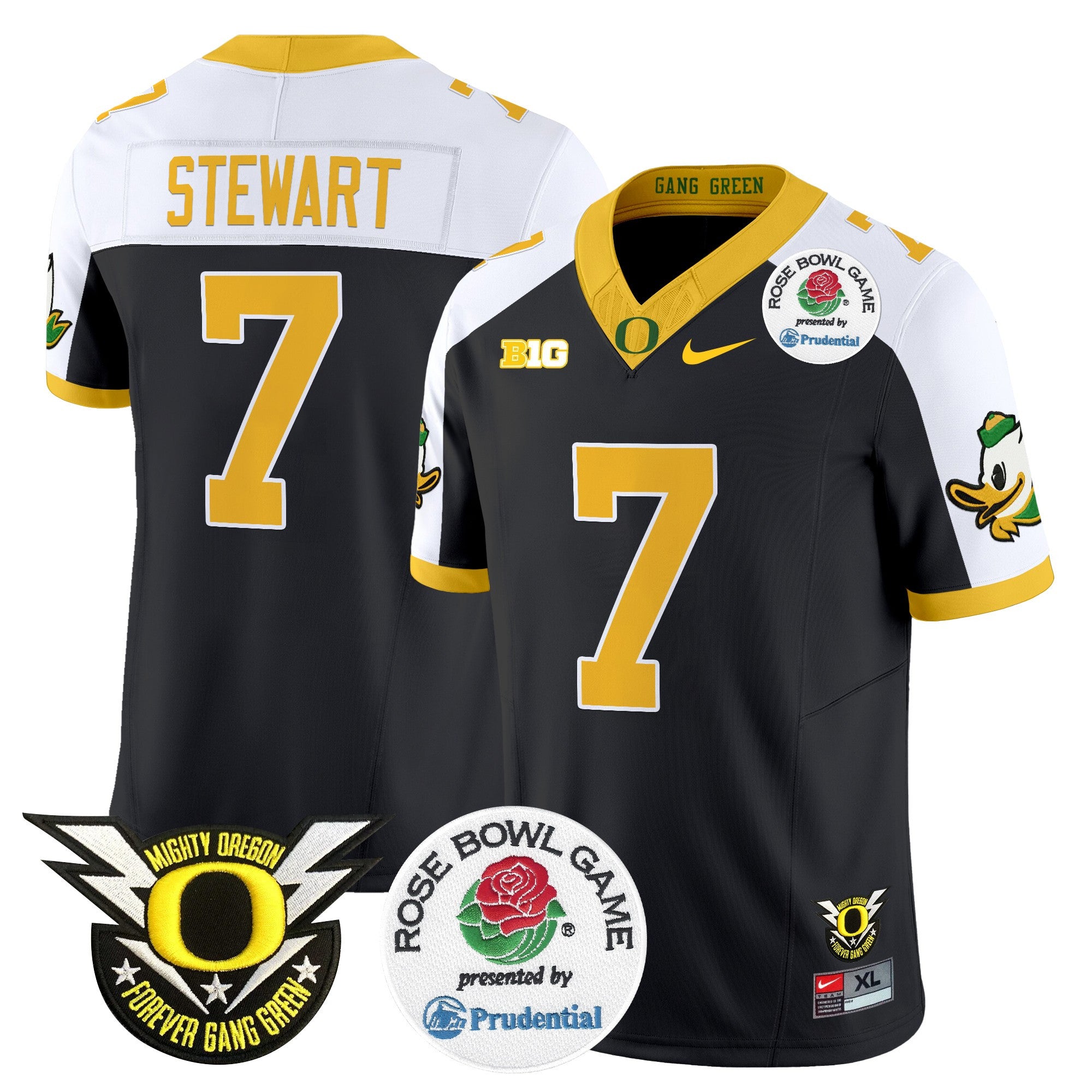Men's Oregon Ducks 2024 Rose Bowl Vapor Limited Jersey - All Stitched - Black Alternate, Evan Stewart