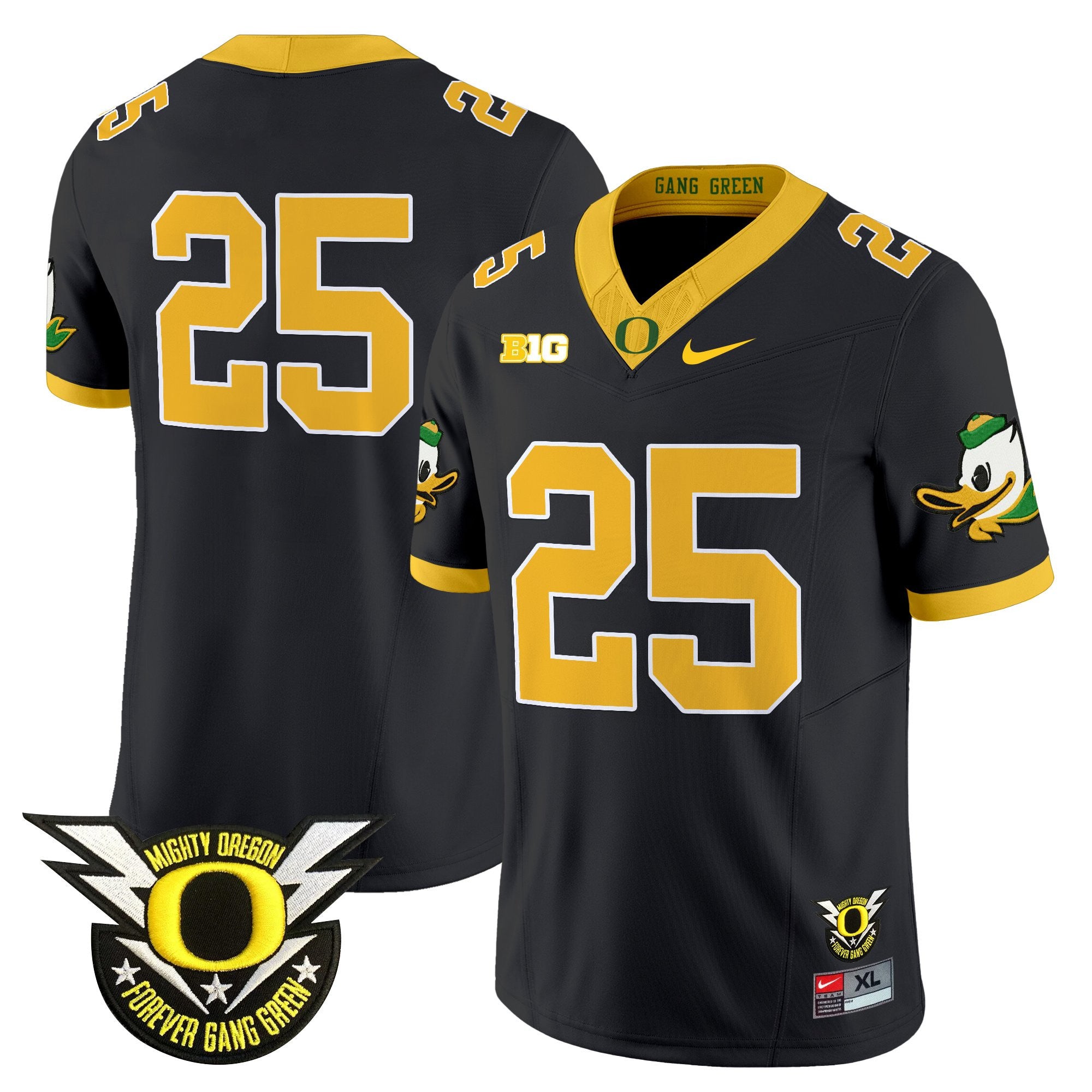 Men's Oregon Ducks 2025 Vapor Limited Jersey - All Stitched - Black, #25 Oregon