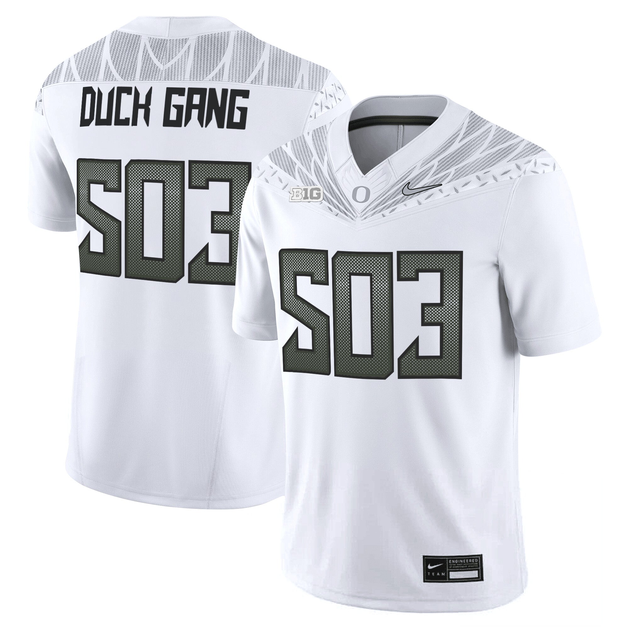 Men's Oregon Ducks 2025 Vapor Limited Jersey V2 - All Stitched - White, Duck Gang 503