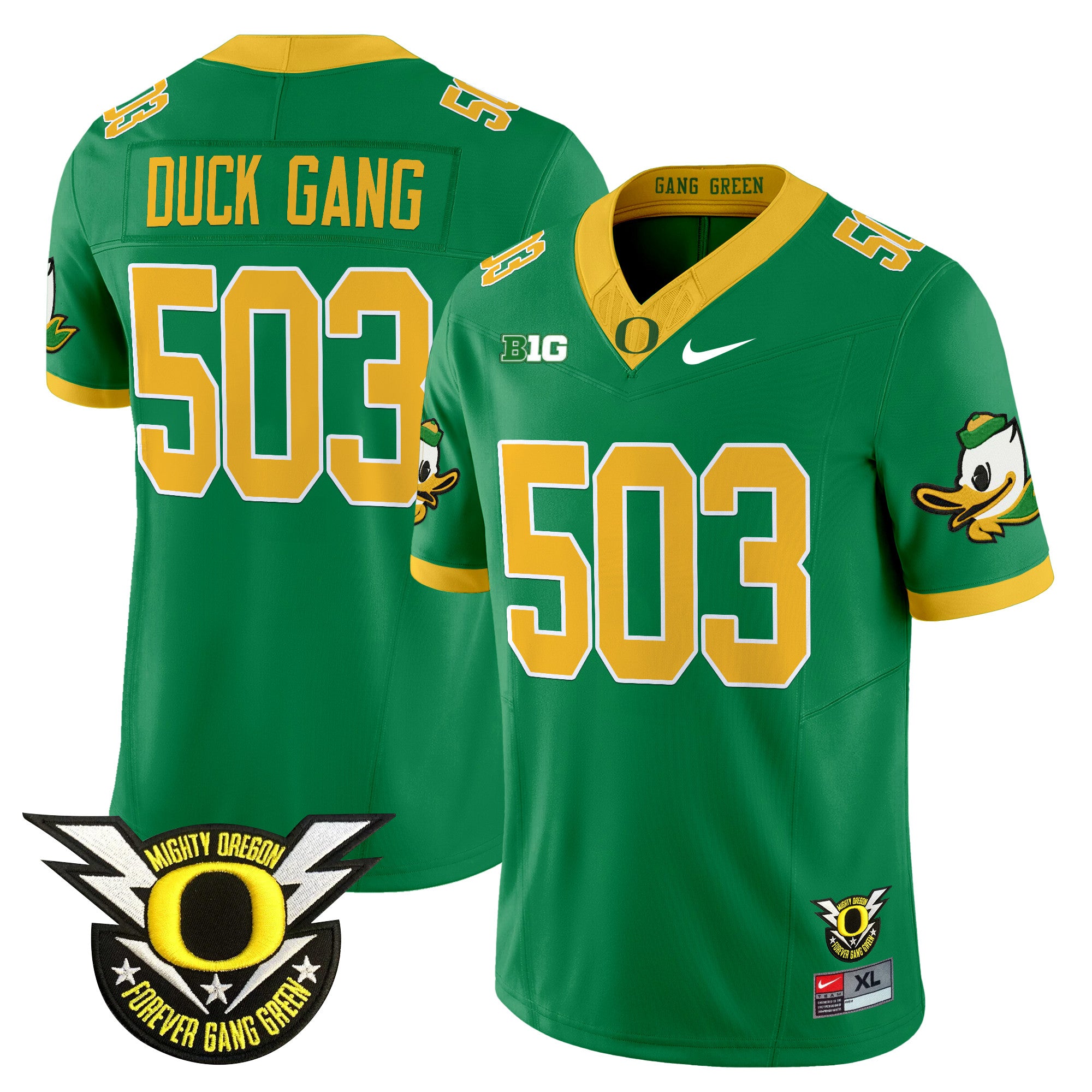 Men's Oregon Ducks 2025 Vapor Limited Jersey V2 - All Stitched - Green, Duck Gang 503
