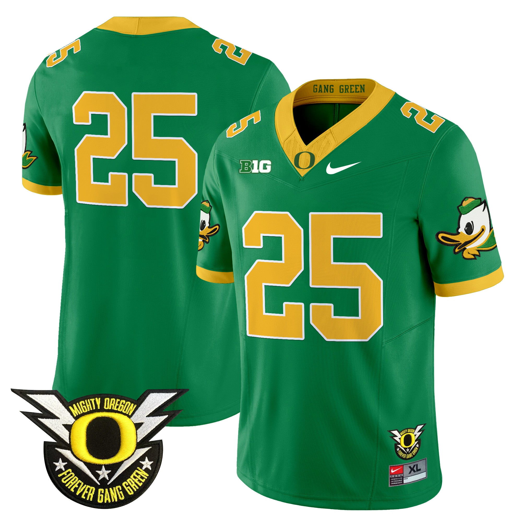 Men's Oregon Ducks 2025 Vapor Limited Jersey V2 - All Stitched - Green, #25 Oregon