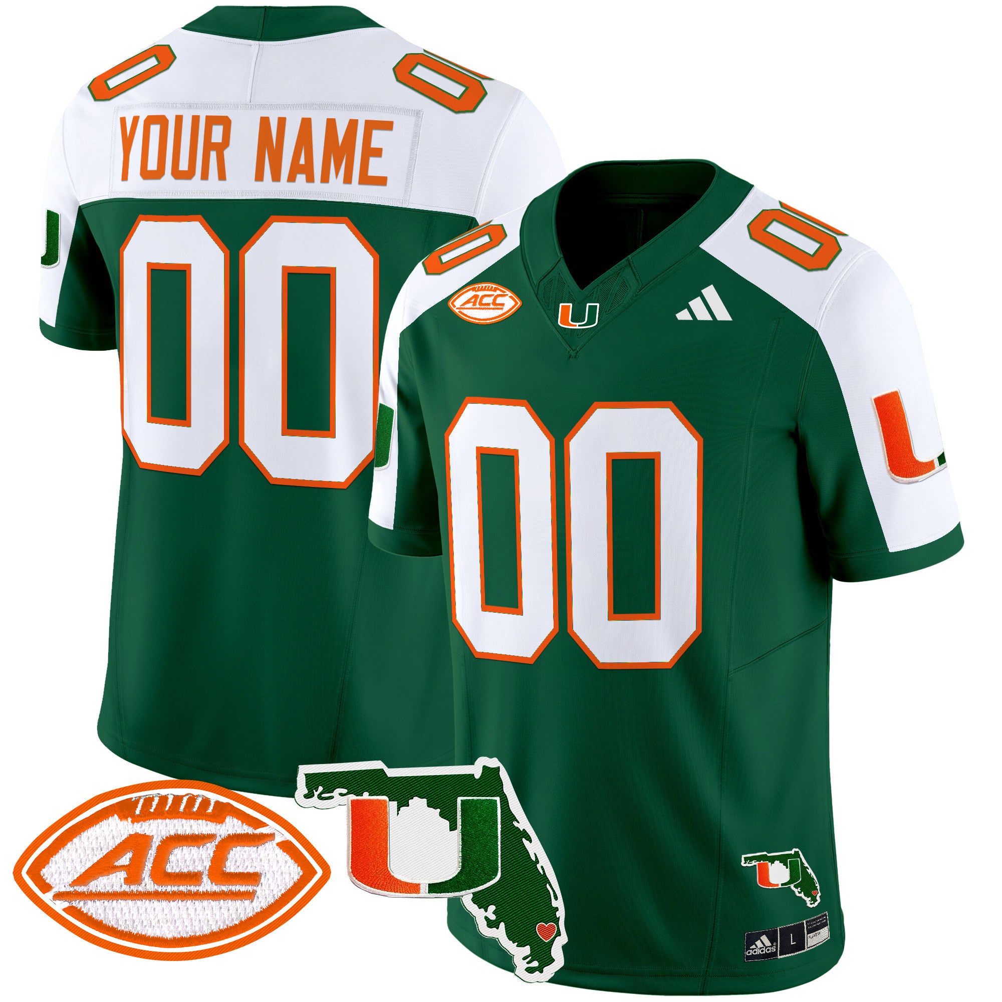 Miami Hurricanes 2024 Florida Patch Vapor Limited Custom Jersey - All Stitched - Men, Green Alternate
