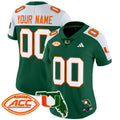 Miami Hurricanes 2024 Florida Patch Vapor Limited Custom Jersey - All Stitched - Women, Green Alternate