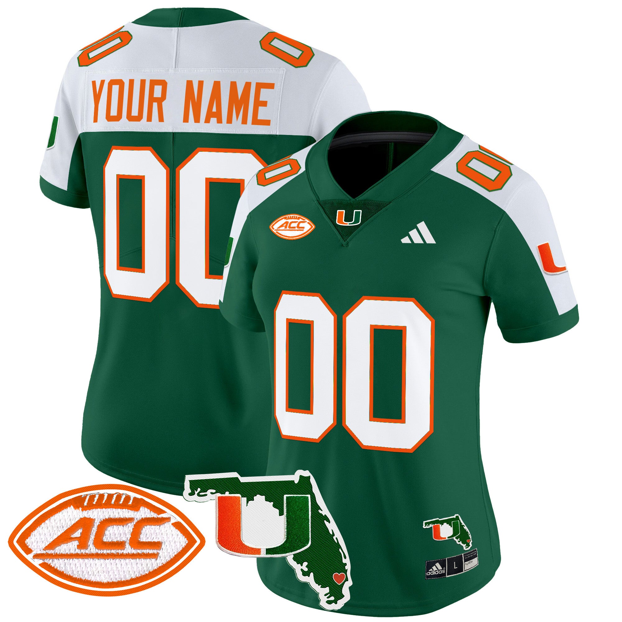 Miami Hurricanes 2024 Florida Patch Vapor Limited Custom Jersey - All Stitched - Women, Green Alternate