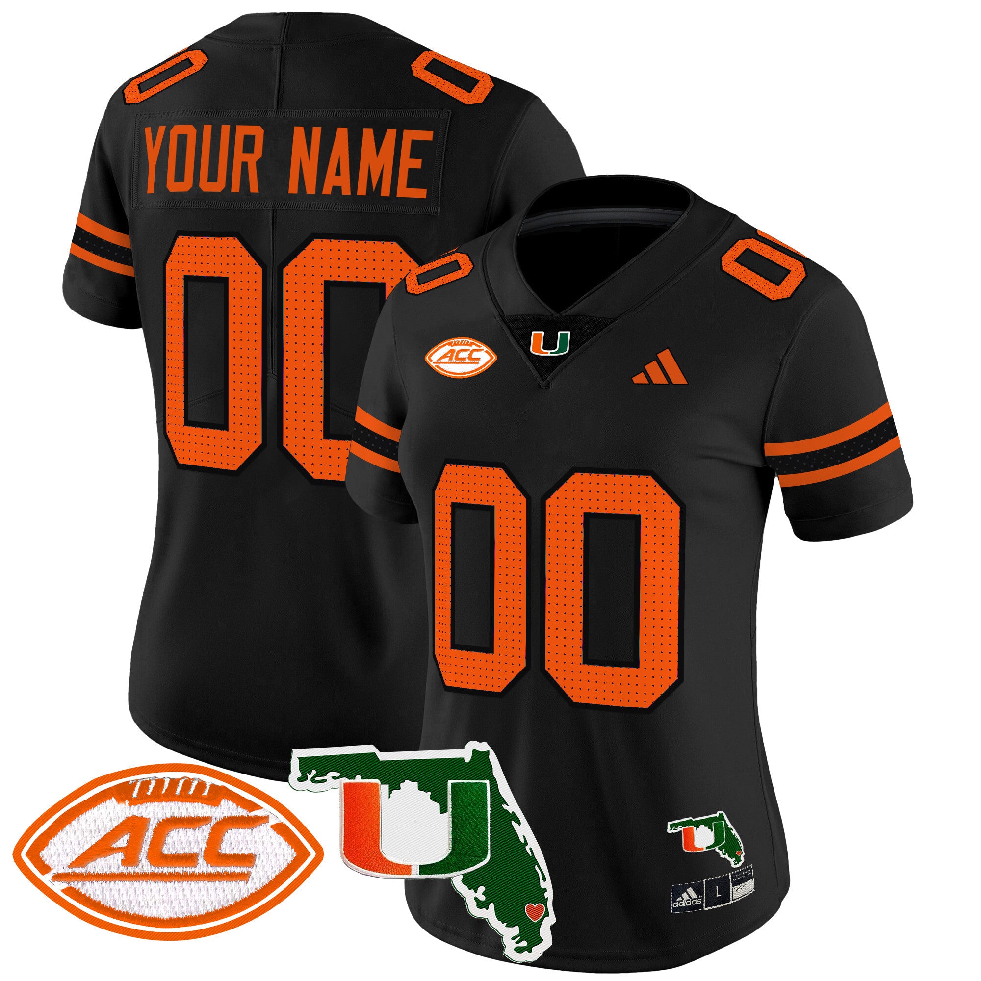 Miami Hurricanes 2024 Florida Patch Vapor Limited Custom Jersey - All Stitched - Women, Black