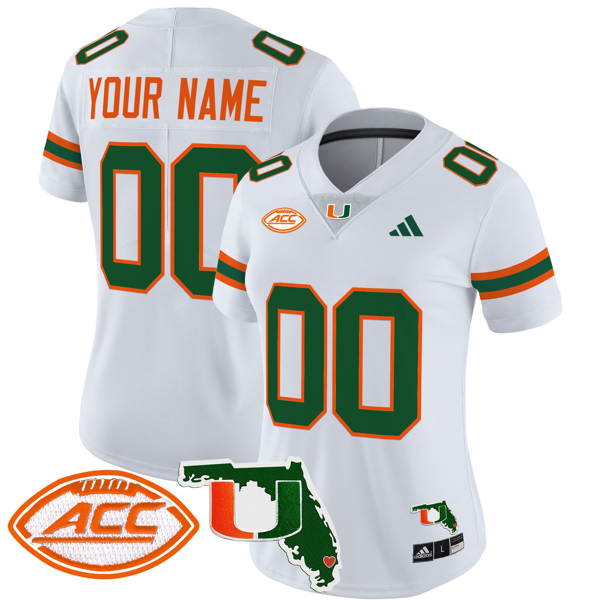 Miami Hurricanes 2024 Florida Patch Vapor Limited Custom Jersey - All Stitched - Women, White