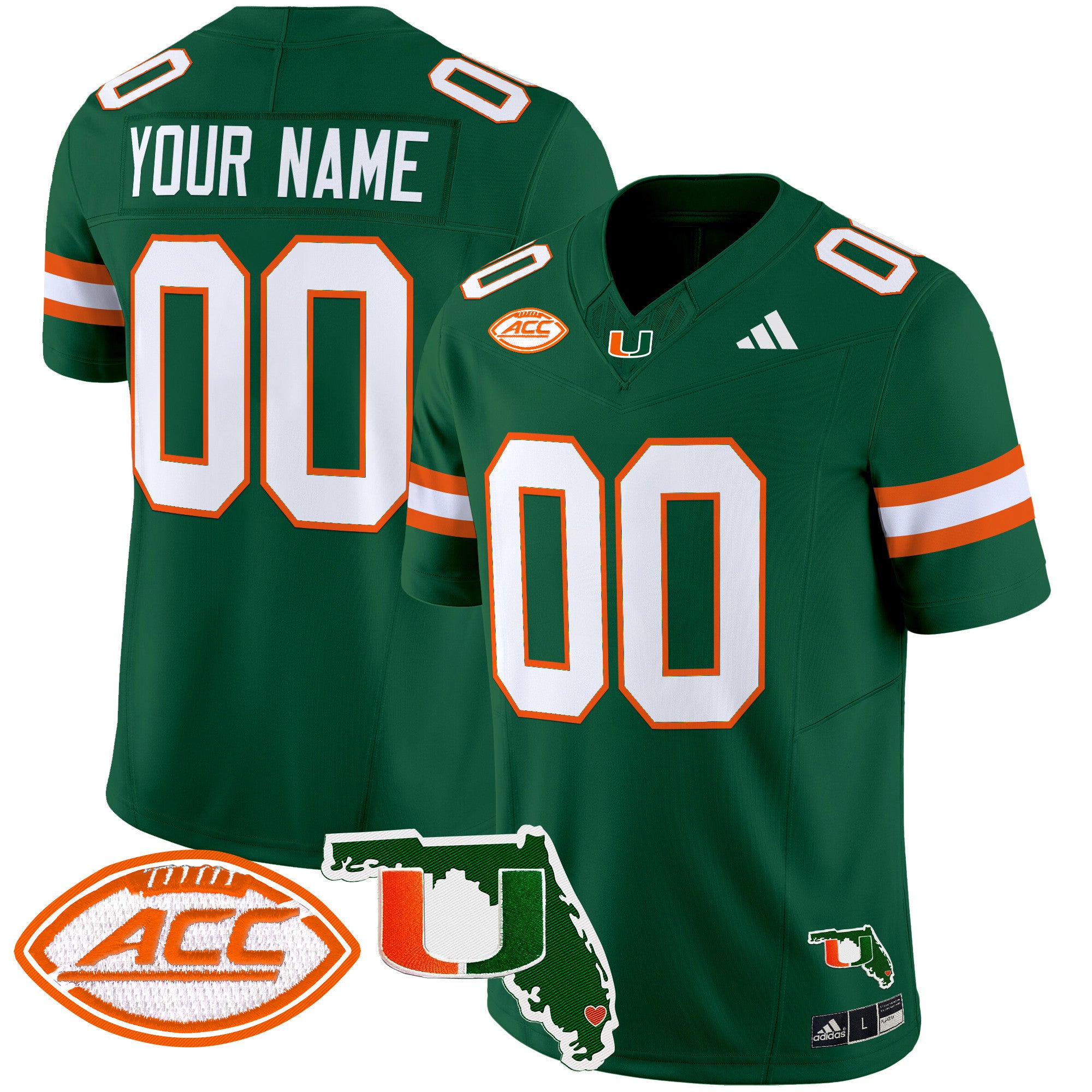 Miami Hurricanes 2024 Florida Patch Vapor Limited Custom Jersey - All Stitched - Men, Green