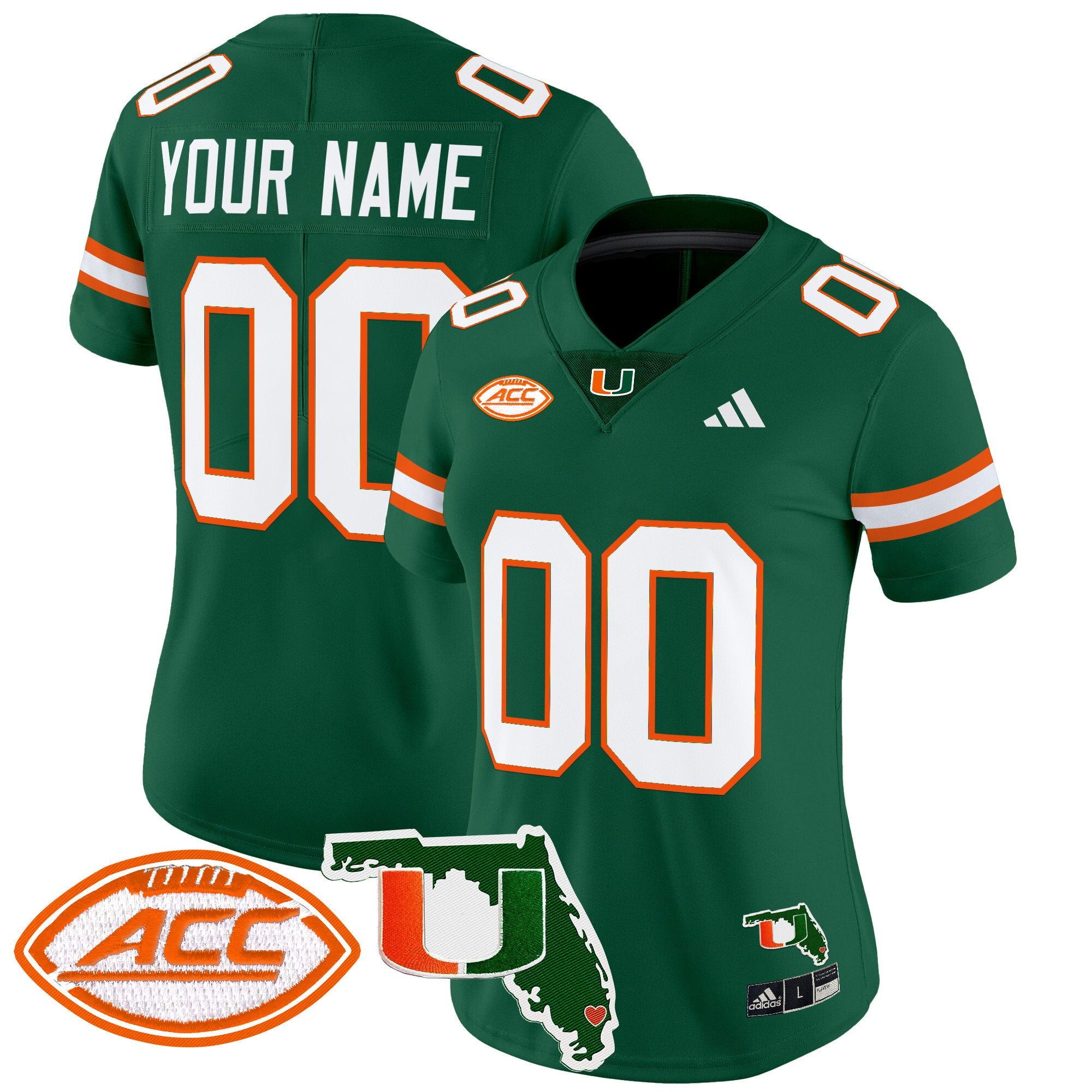 Miami Hurricanes 2024 Florida Patch Vapor Limited Custom Jersey - All Stitched - Women, Green