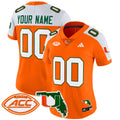 Miami Hurricanes 2024 Florida Patch Vapor Limited Custom Jersey - All Stitched - Women, Orange Alternate