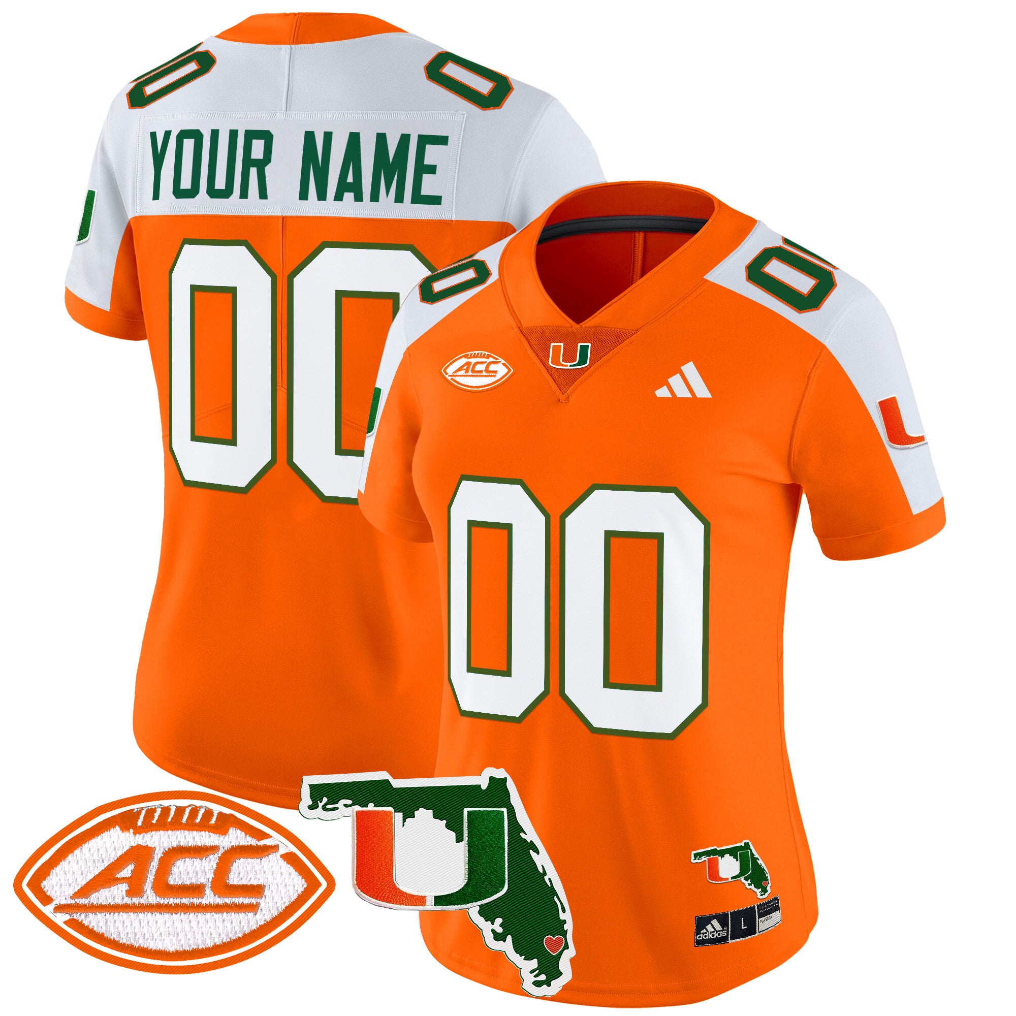 Miami Hurricanes 2024 Florida Patch Vapor Limited Custom Jersey - All Stitched - Women, Orange Alternate