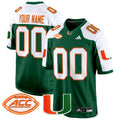 Miami Hurricanes 2024 Game Custom Jersey - All Stitched - Men, Green Alternate