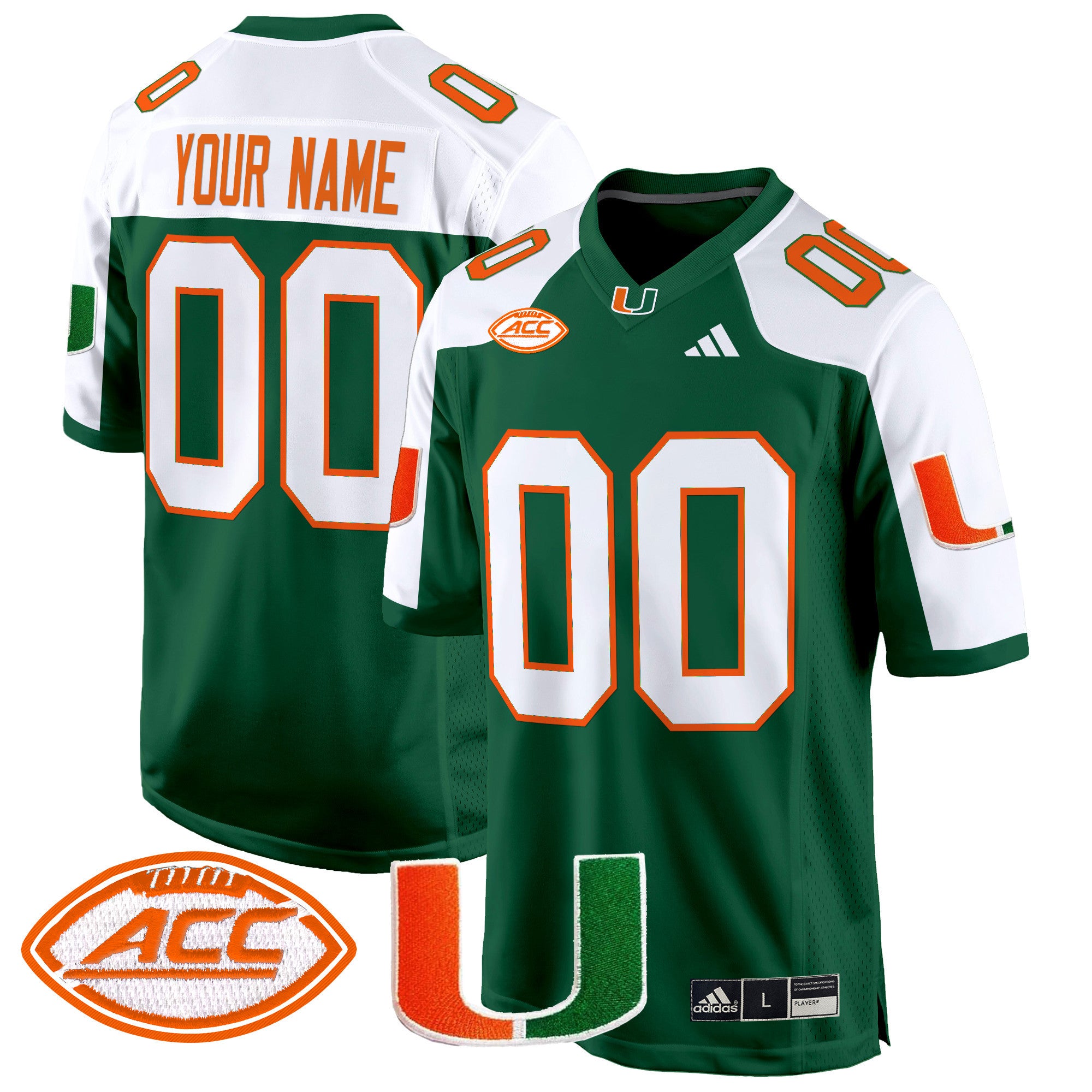 Miami Hurricanes 2024 Game Custom Jersey - All Stitched - Men, Green Alternate