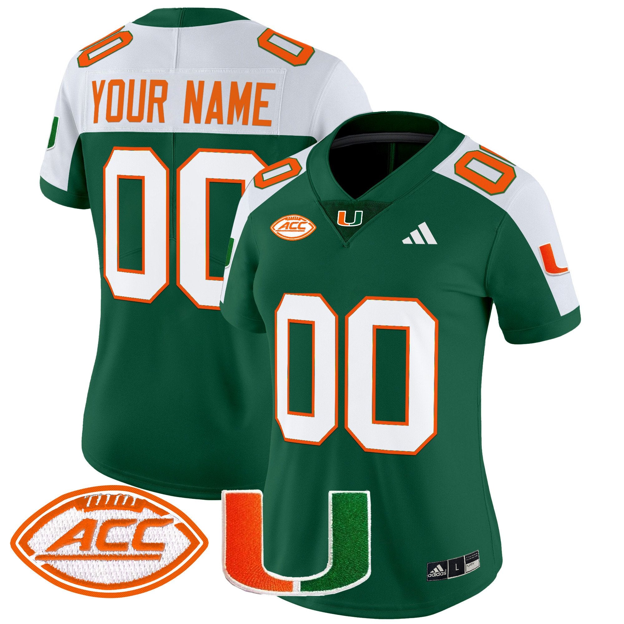 Miami Hurricanes 2024 Vapor Limited Custom Jersey - All Stitched - Women, Green Alternate