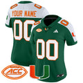 Miami Hurricanes 2025 Vapor Limited Custom Jersey - All Stitched - Women, Green Alternate