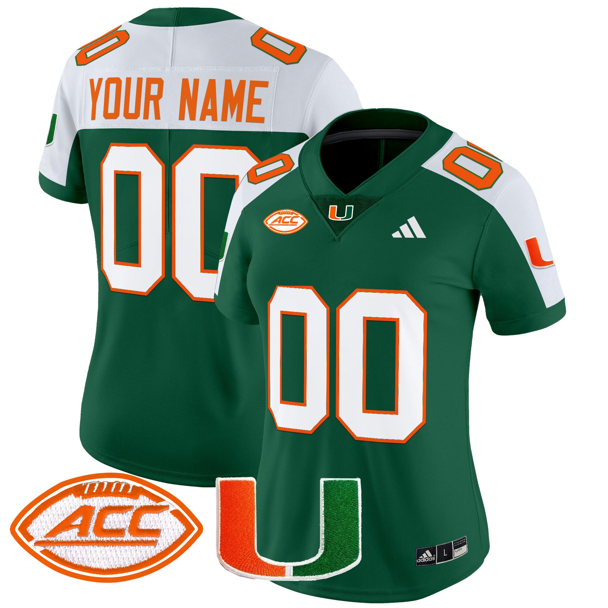 Miami Hurricanes 2025 Vapor Limited Custom Jersey - All Stitched - Women, Green Alternate