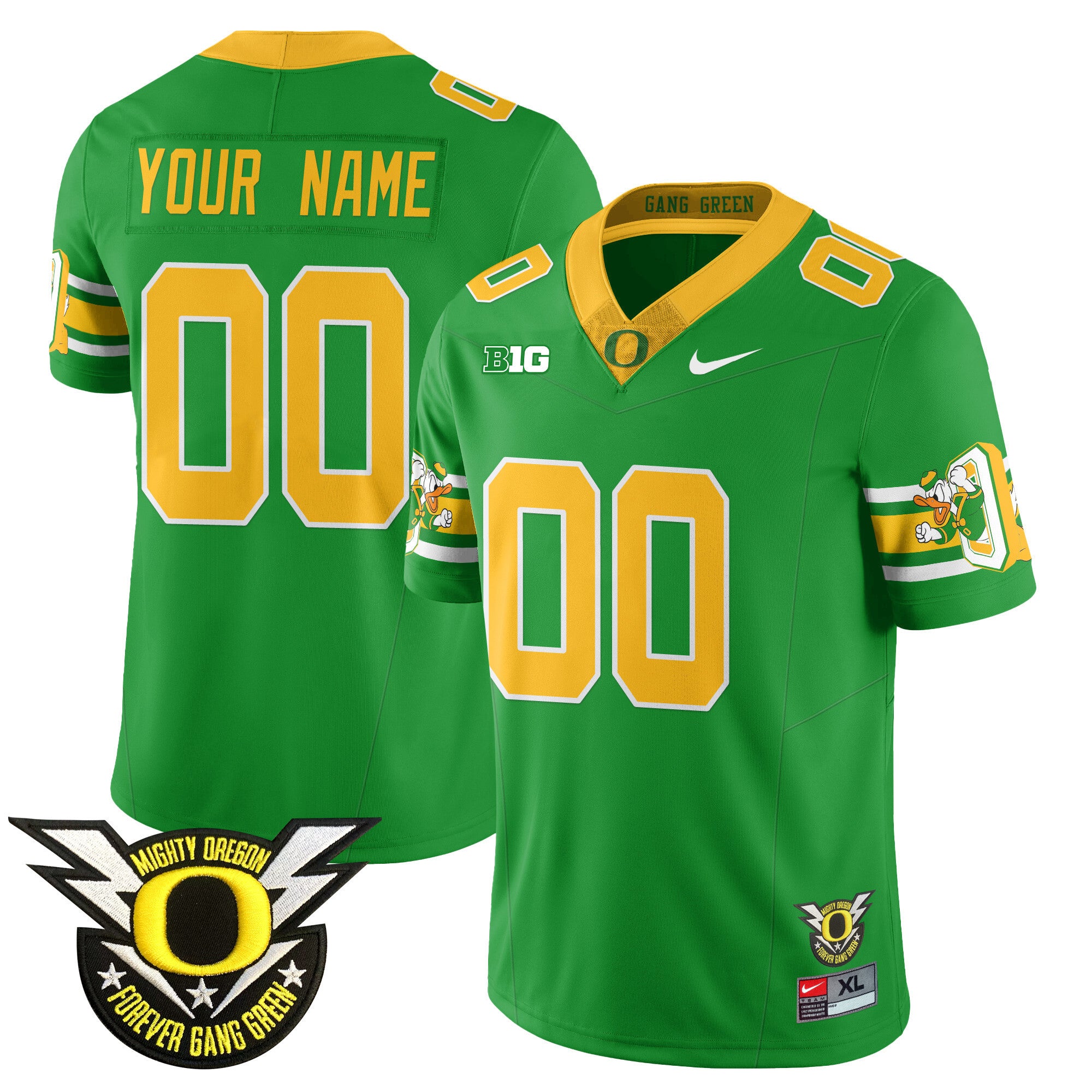 Oregon Ducks 2024 Forever Gang Green Custom Jersey - All Stitched - Youth, Green