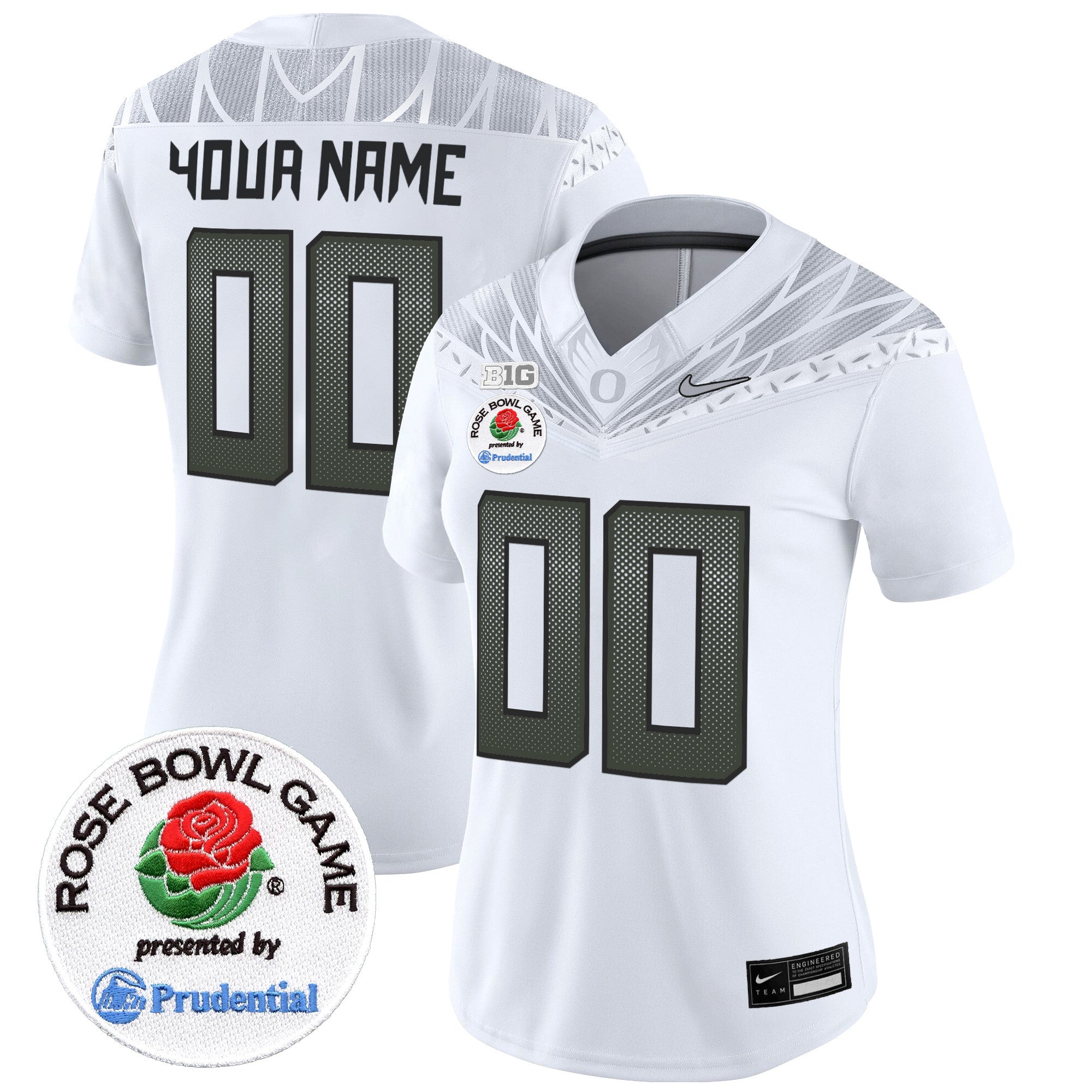 Oregon Ducks Rose Bowl Patch Vapor Limited Custom Jersey V2 - All Stitched - Women, White
