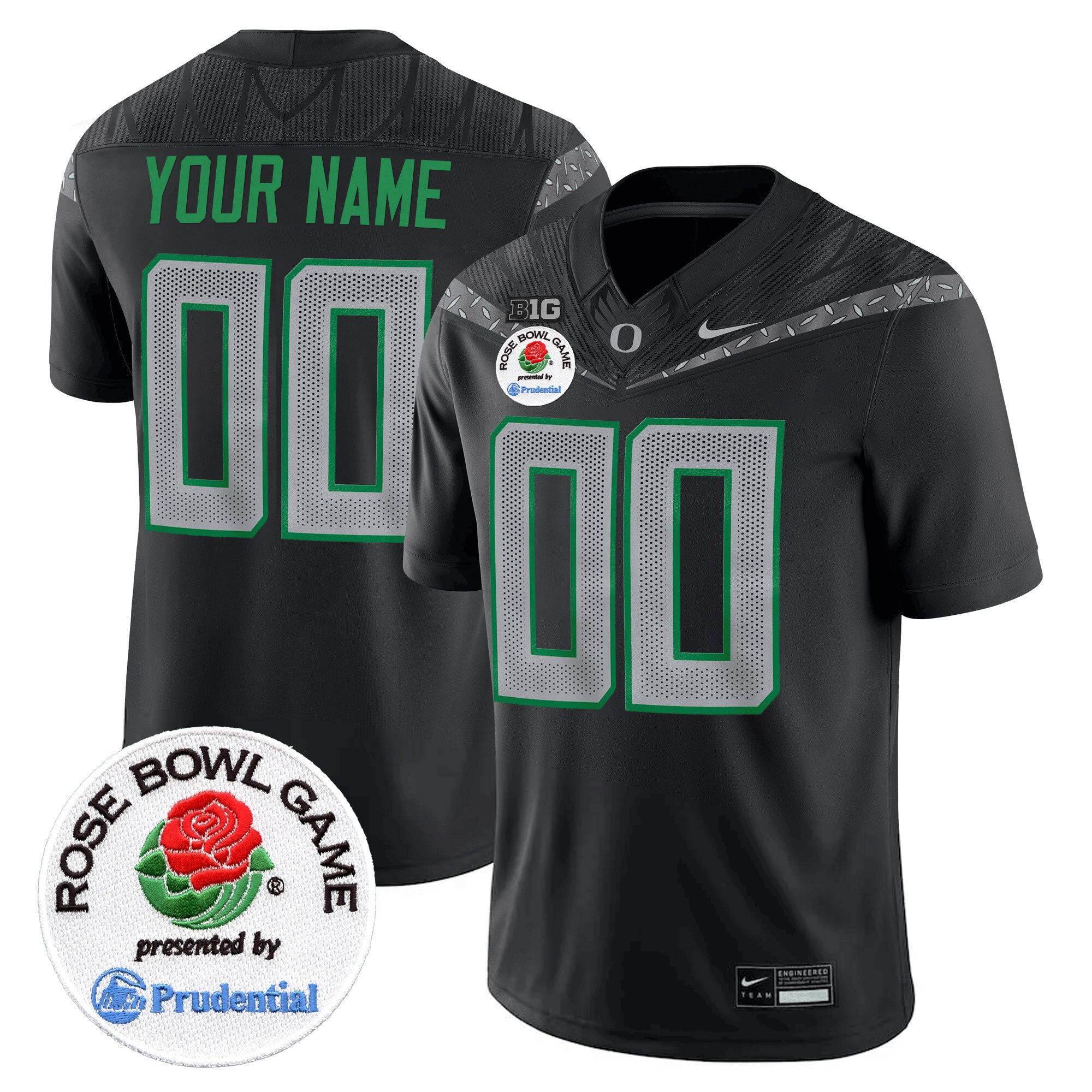 Oregon Ducks Rose Bowl Patch Vapor Limited Custom Jersey V2 - All Stitched - Men, Black