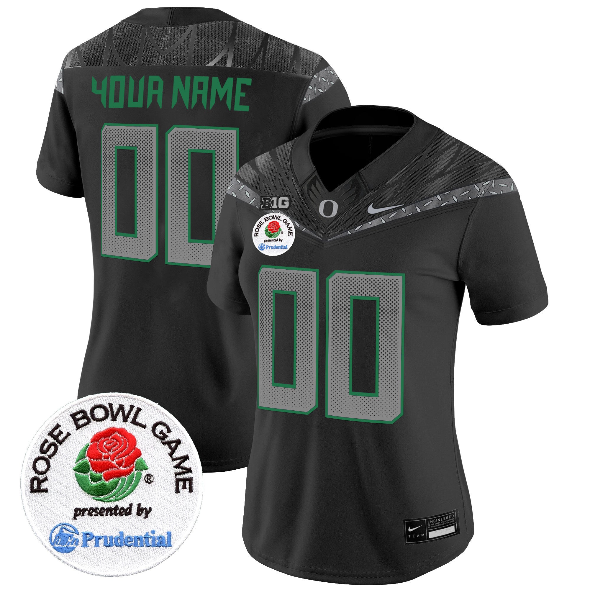Oregon Ducks Rose Bowl Patch Vapor Limited Custom Jersey V2 - All Stitched - Women, Black