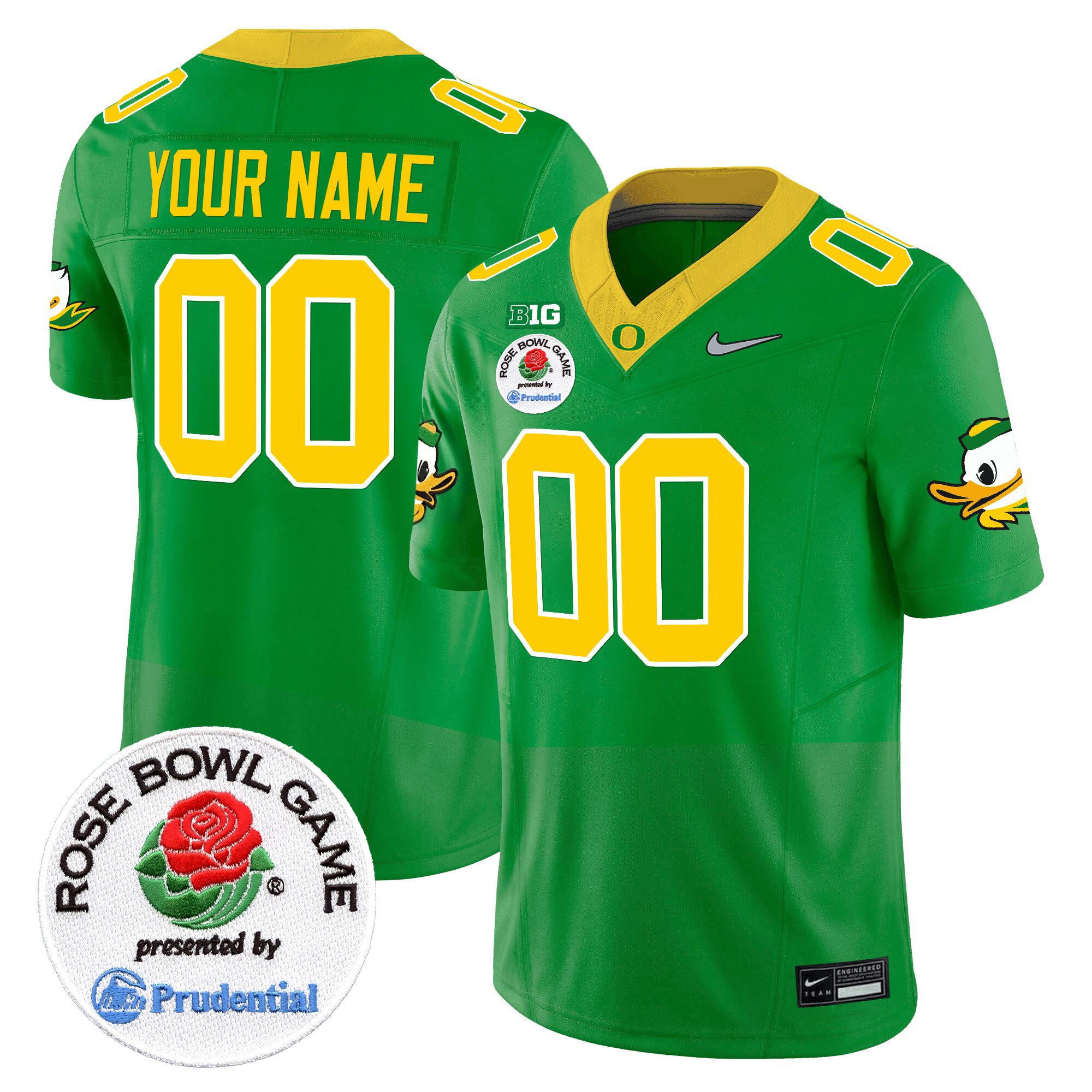 Oregon Ducks Rose Bowl Patch Vapor Limited Custom Jersey V2 - All Stitched - Men, Green