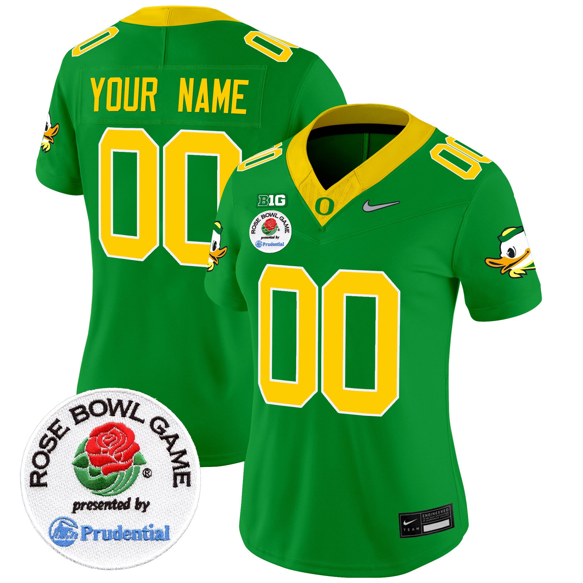 Oregon Ducks Rose Bowl Patch Vapor Limited Custom Jersey V2 - All Stitched - Women, Green