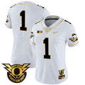 Women's Oregon Ducks 2024 Forever Gang Green & BIG Patch Gold Vapor Limited Jersey - All Stitched - White Gold, #1 Team