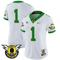 Women's Oregon Ducks 2024 Forever Gang Green & BIG Patch Vapor Limited Jersey - All Stitched - White, #1 Team