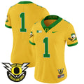 Women's Oregon Ducks 2024 Forever Gang Green & BIG Patch Vapor Limited Jersey - All Stitched - Gold, #1 Team