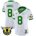 Women's Oregon Ducks 2024 Forever Gang Green & BIG Patch Vapor Limited Jersey - All Stitched - White, Dillon Gabriel